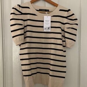 Haeof women’s striped puff fleece tee new
